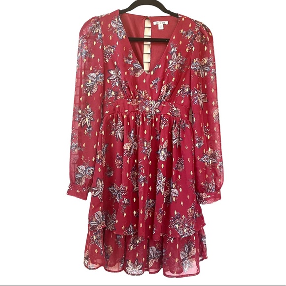 Francesca's Collections Dresses & Skirts - NWT! Mi Ami V-neck Balloon Long Sleeve Flowy Burgundy Mini Dress Size XXS